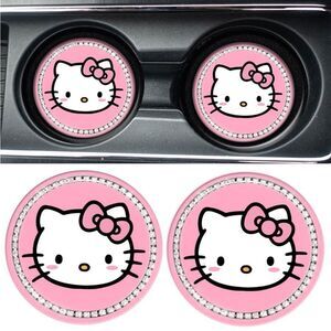 Hello Kitty car cup Coasters in Pink with bling Set of 2 NWT